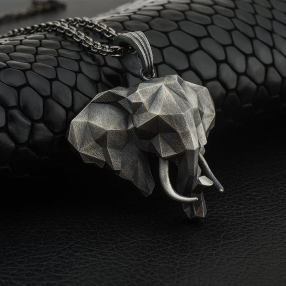 Men's Pure Tin Elephant Retro Pendant Animal Necklaces