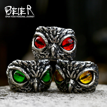 Men's Owl Stainless Steel Vintage Devil's Eye Rings