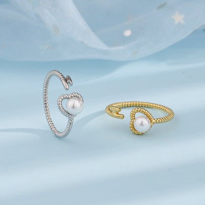 Sweet French Style Temperament Twist Heart-shaped Rings