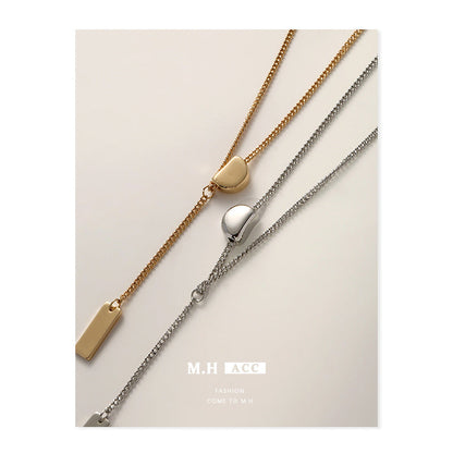 Double Layer Niche Design Square Plate Necklaces