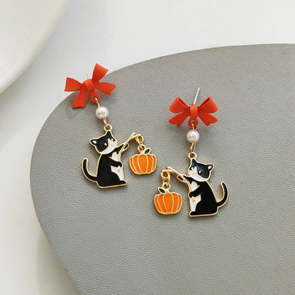 Halloween Pumpkin Lamp Ear Funny Creative Cute Earrings