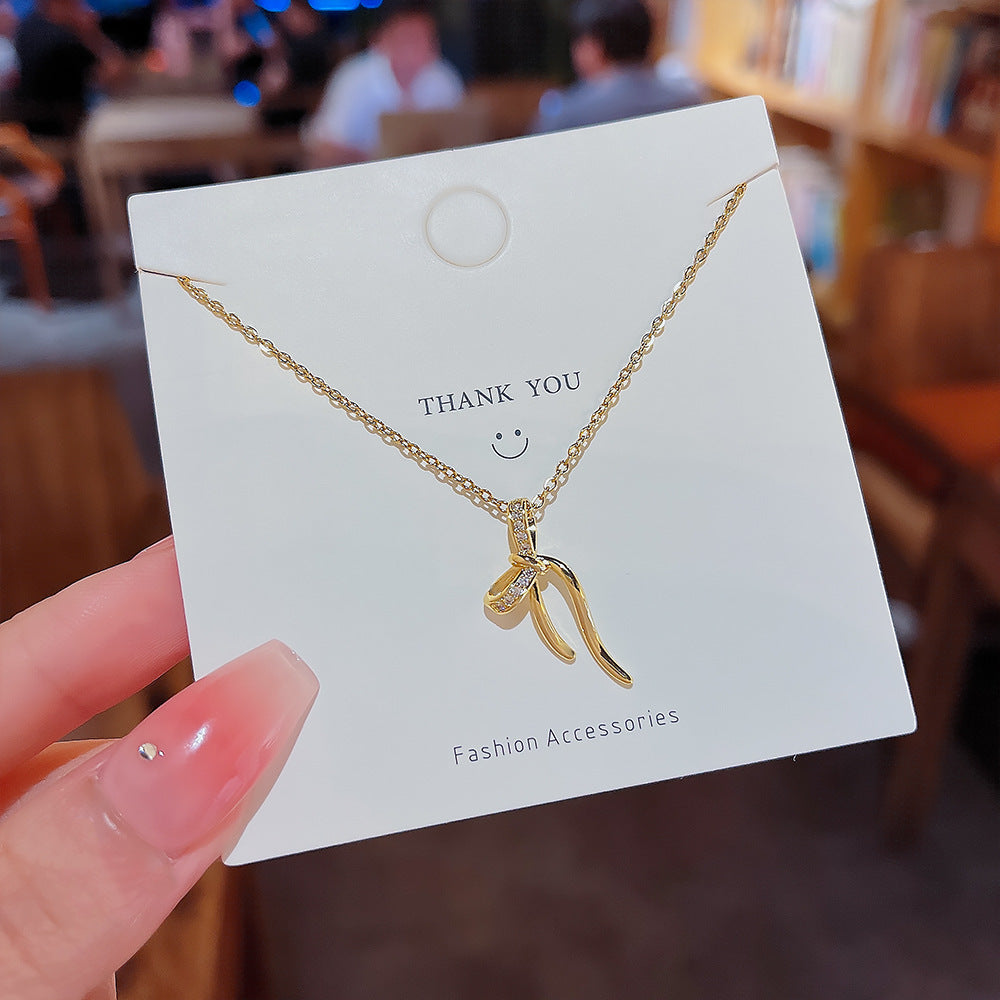 Women's Cold Bow Pendant Simple Clavicle Chain Accessories Necklaces