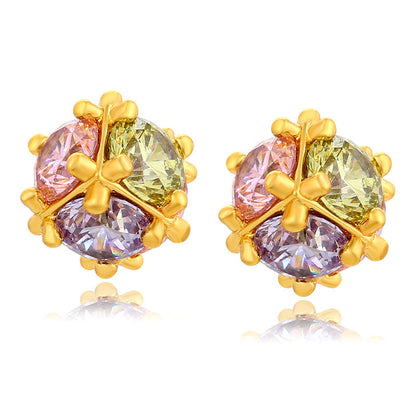 Jewelry Color Artificial Zircon Magic Ball Hydrangea Earrings