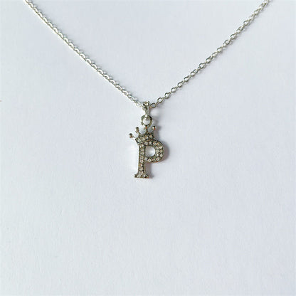 English Letters Full Diamond Pendant Simple Necklaces