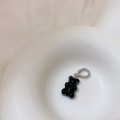 Transparent Bear Metal Smiley Pendant Female Necklaces