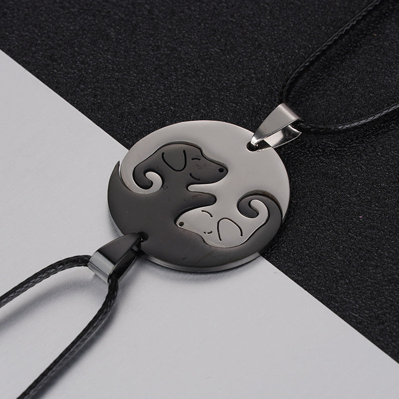 Women's & Men's Steel Dog Couple Sweater Chain Pendant Necklaces