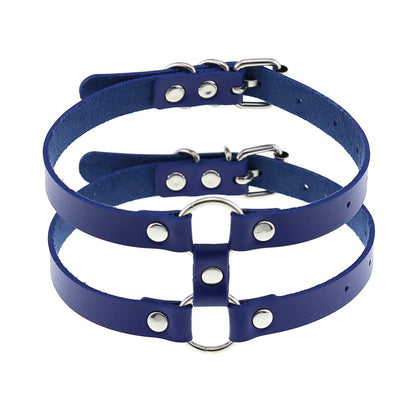 Gothic Style Leather Double Row Circle Simple Personality Necklaces