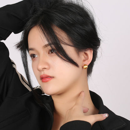 Women's Graceful Personality Brushed Ball Ear Clip Rings