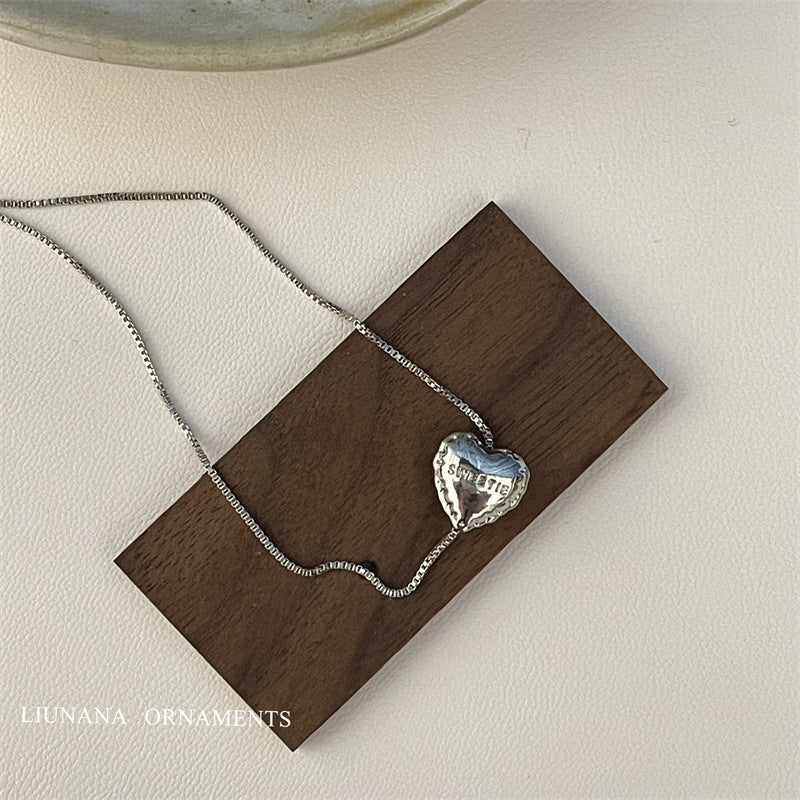 Love Bright Sier Fashionable Three-dimensional Peach Heart Clavicle Necklaces