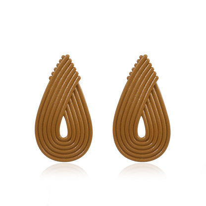 Plaid Striped Water Drop Ear Simple Earrings
