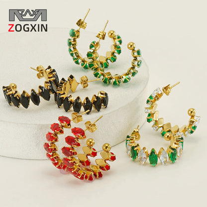 Women's Rhinestone Ear South America Fashionable Golden Titanium Light Rings