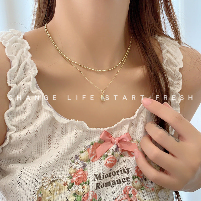 Simplicity Pearl Double Layer Twin Light Necklaces