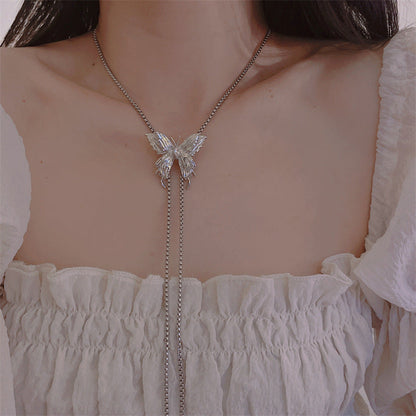 Women's Liquid Metal Zircon Butterfly Adjustable Graceful Necklaces