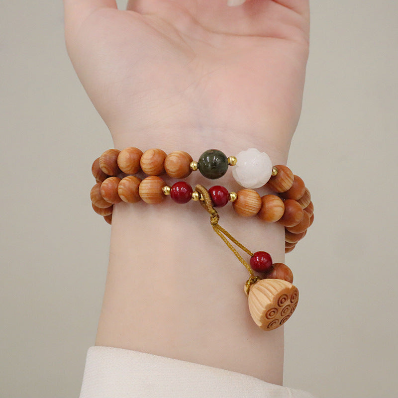 Bodhi Lotus Seedpod Pendant Double Circle Bracelets