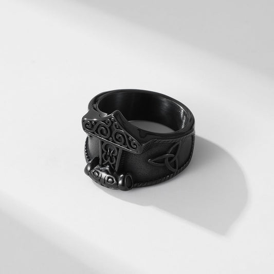 Men's Retro Nordic Mythology Celtic Knot Quake Rings