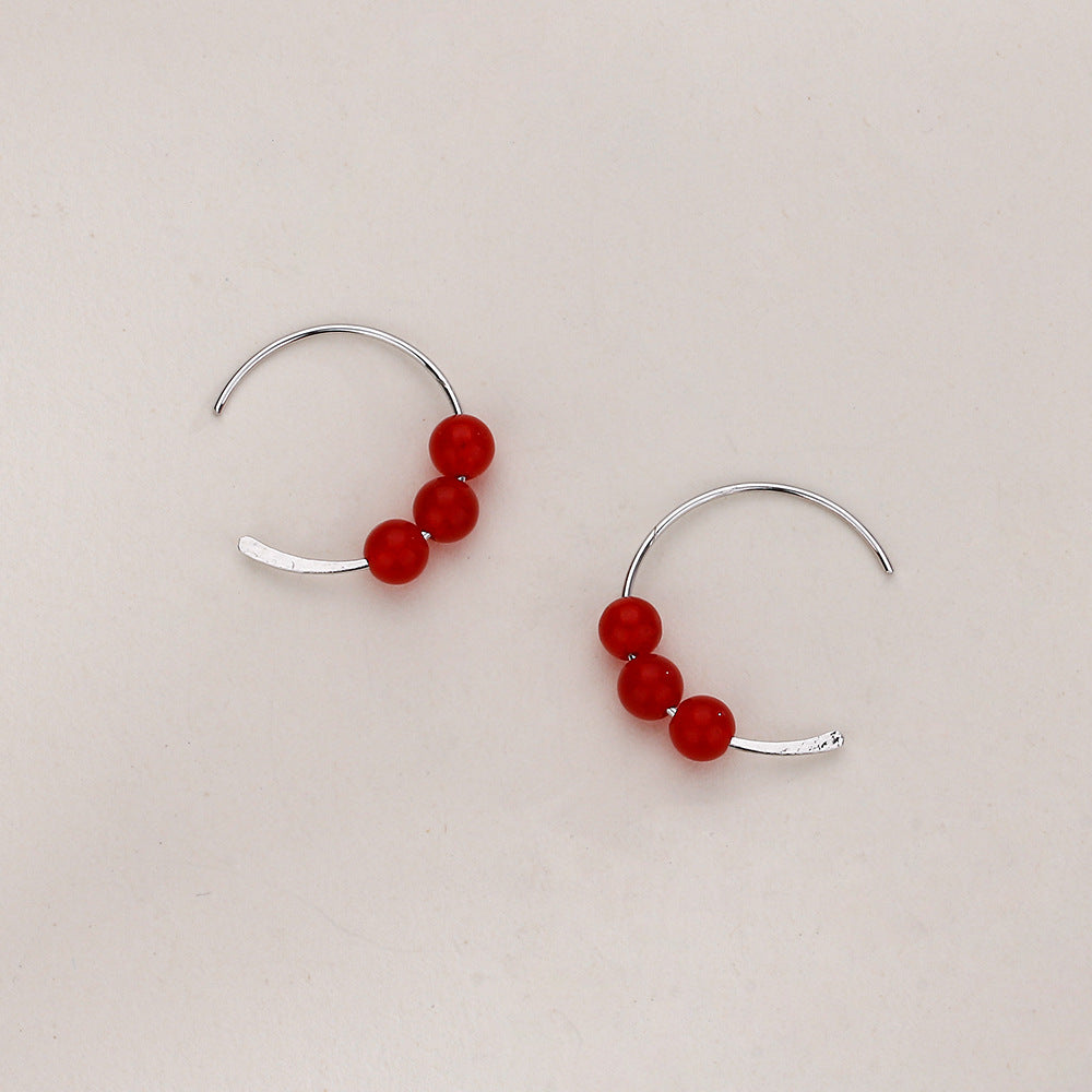 National Style Simple Bean Lucky Beads Ear Small Retro Earrings