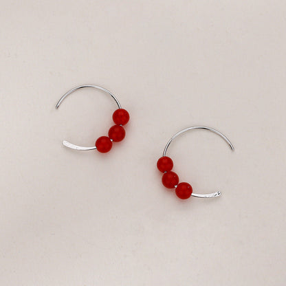 National Style Simple Bean Lucky Beads Ear Small Retro Earrings