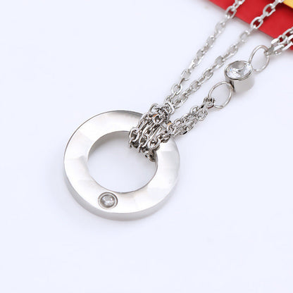 Double Big Cake Clavicle Chain Printed Necklaces