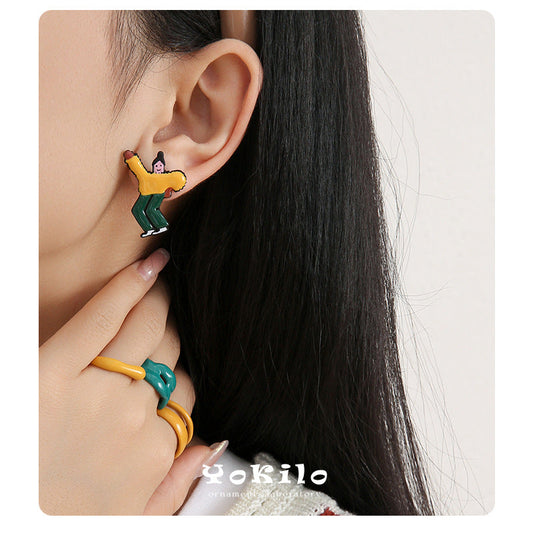 Women's Painted Design Personality Creative Funny Quirky Contrast Color Villain Rings