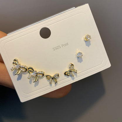 Popular Small Earings One Card Three Earrings