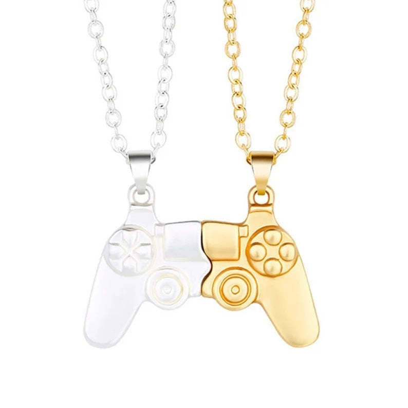 Women's & Men's & Game Console Handle And Magnetite Suction Pair Necklaces