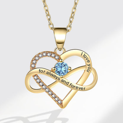 Lettering Fashion Micro Inlay Heart-shaped Simple Necklaces