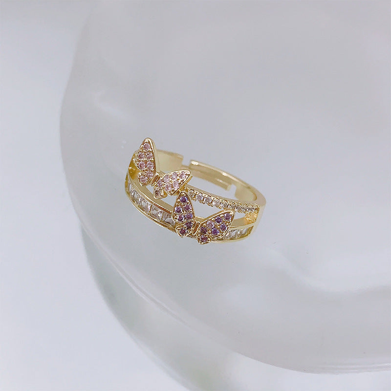 Diamond Love Heart Bow Tie Geometric Rings