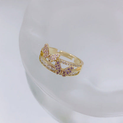 Diamond Love Heart Bow Tie Geometric Rings