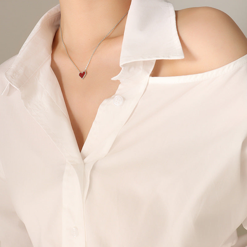 Heart Clavicle Chain Titanium Steel Gold-plated Vintage Peach Necklaces