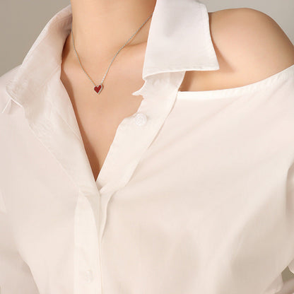 Heart Clavicle Chain Titanium Steel Gold-plated Vintage Peach Necklaces