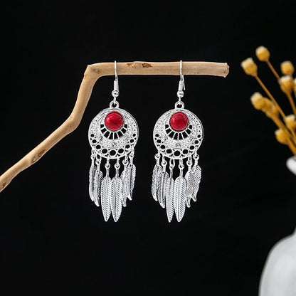 Tassel Turquoise Retro Minority Ethnic Style Earrings