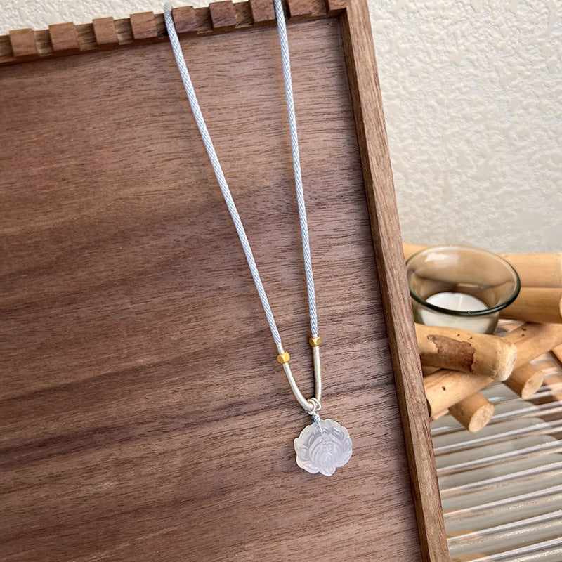 Beaded Jade Butterfly Safety Lock Temperament Necklaces