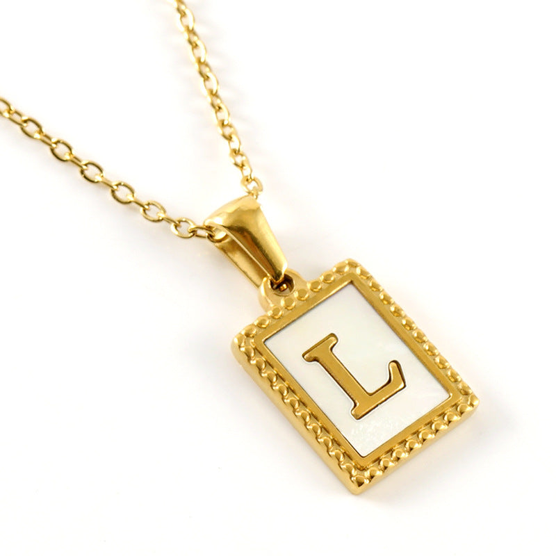 Gold Stainless Steel Shell Letter Female Titanium Pendant Necklaces