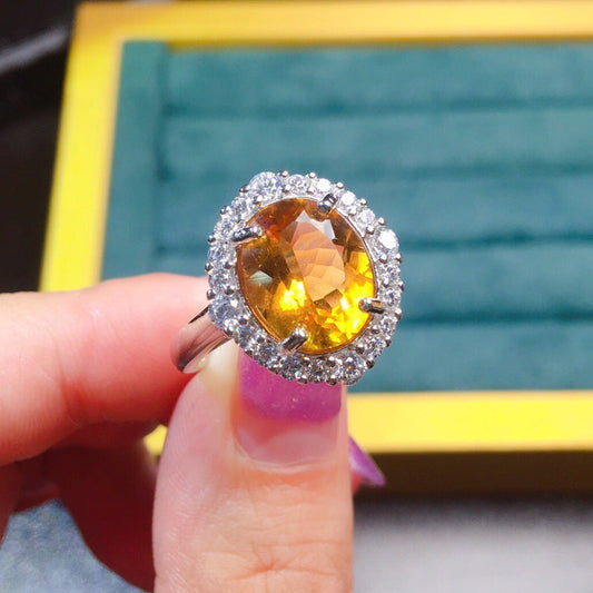 Women's Live Simulation Citrine Full Diamond Temperament Rings