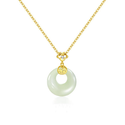 Women's Style Lucky Peace Buckle Jade Pendant Fashion Necklaces