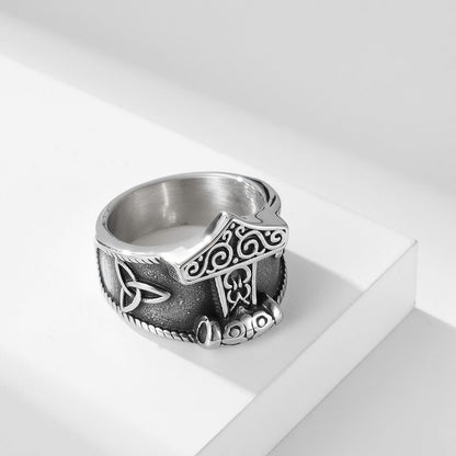 Men's Retro Nordic Mythology Celtic Knot Quake Rings