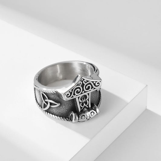 Men's Retro Nordic Mythology Celtic Knot Quake Rings