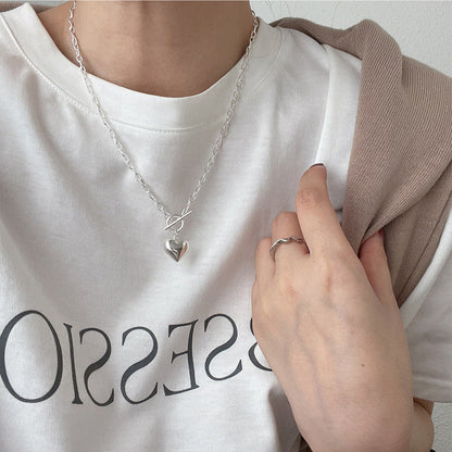 Women's Cold Style Peach Heart For Couple Long Sweater Chain Necklaces