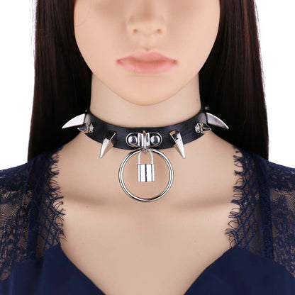 Leather Horn Rivet Collar Personality Hanging Necklaces