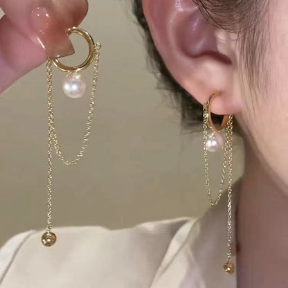 Women's Minority Pearl Chain Pendant Light Luxury Earrings