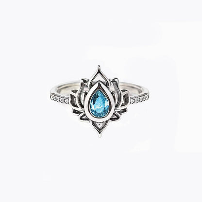 Women's Water Drop Flower Ornament Rhinestone Zircon Rings