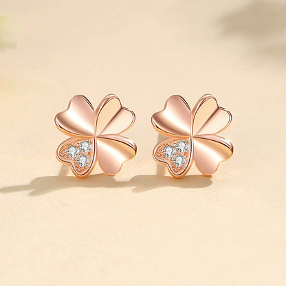 Women's Glossy Four Leaf Clover Ear Graceful Earrings