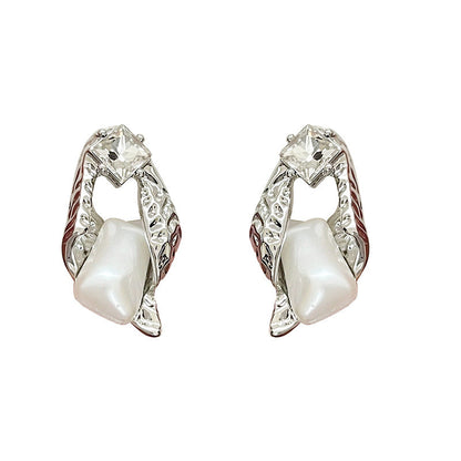 Women's Sense Irregular Lava Pearl Ear Light Luxury High-grade Mori Earrings