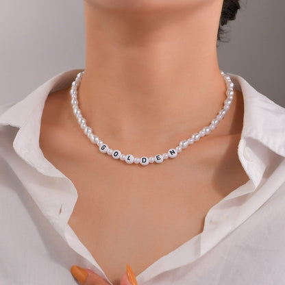 Women's Personalized Simple English Letter Beaded Pearl Necklaces