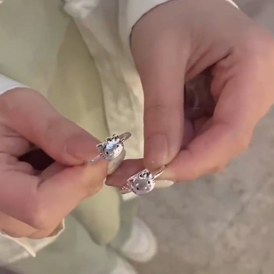 Plated Hello Kitty Open Female Girlfriends Cute Meow Rings