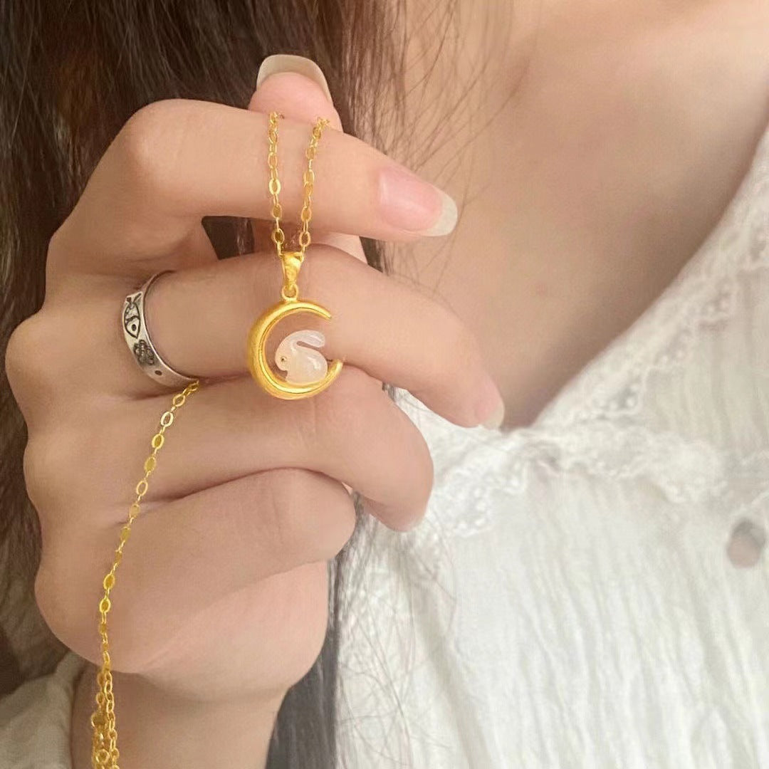Female Light Luxury Minority Design Sense Moon Necklaces