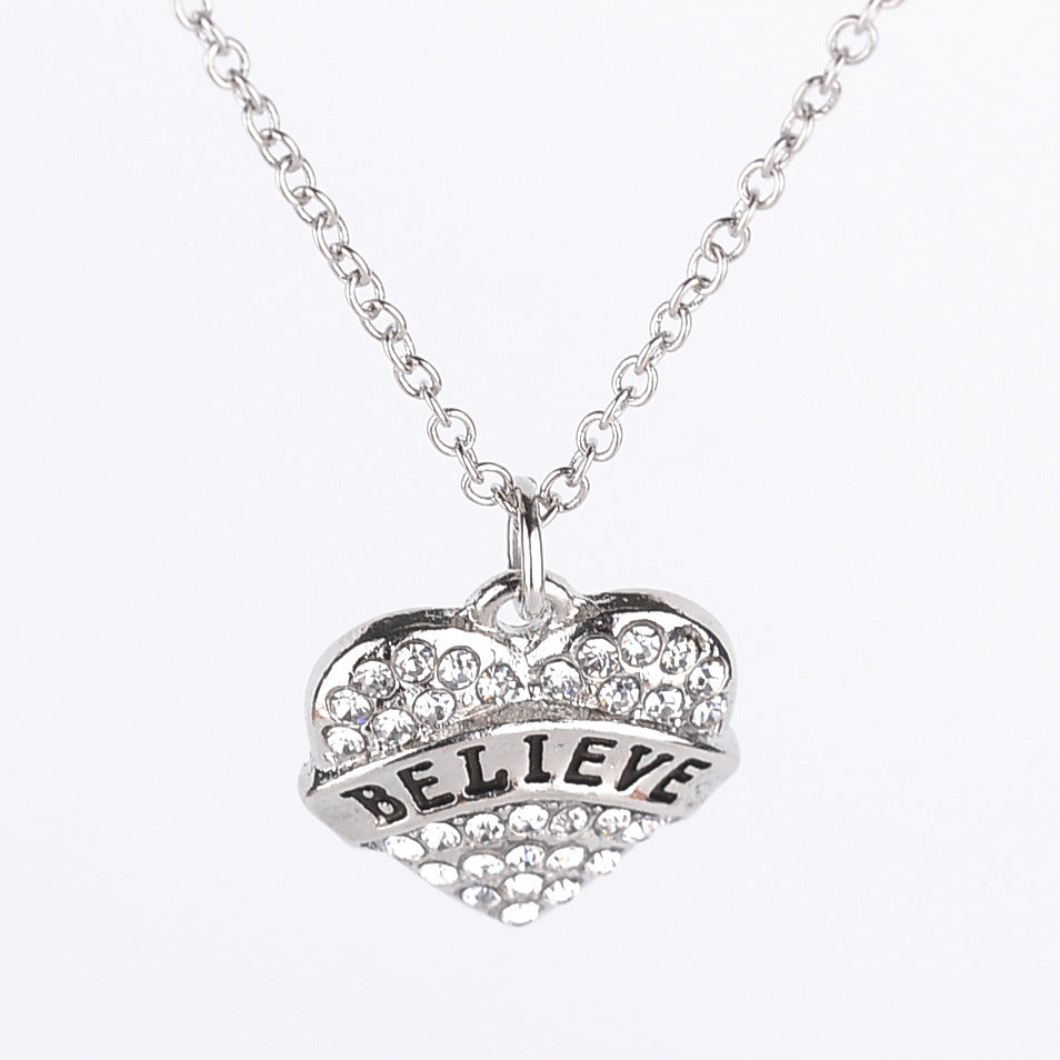 Simple Letter Family Member Full Diamond Necklaces