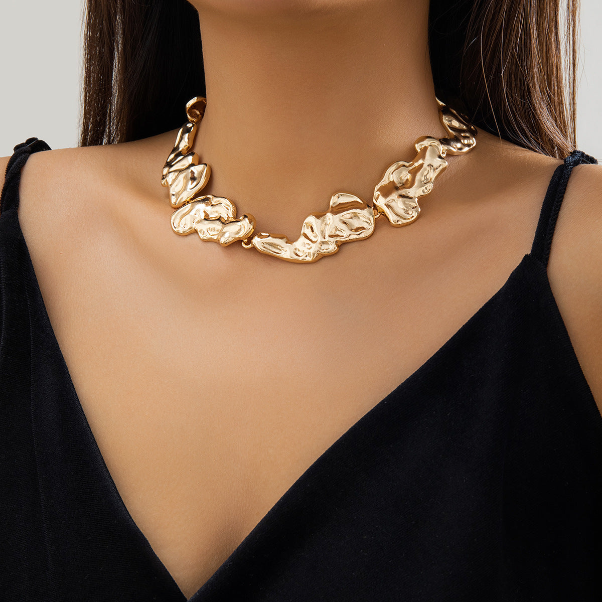 Pleated Liquid Sense Metallic Simple Lava Irregular Necklaces