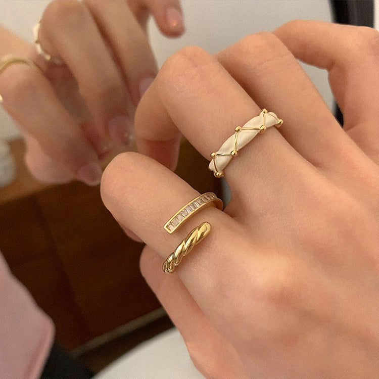 Zircon Metal Drip Open Suit Female Rings