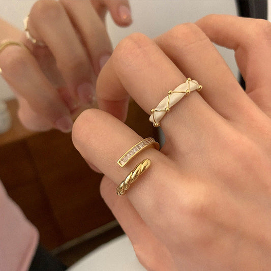 Zircon Metal Drip Open Suit Female Rings